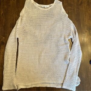 John + Jenn Knit Sweater Medium Ivory Boho Beachy Festival Cold Shoulder